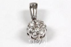 0.25 ctw Natural Diamond 7 Stone Cluster Pendant Solid 14k 18k Gold Tiny Flower Pendant 13 MM Small Drop Pendant Anniversary Gift