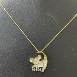 0.25 ctw Treasures The Lion King Simulated Diamond Pendant Necklace In 925 Sterling Silver 14k Yellow Gold Plated