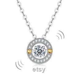 0.4 Carat Moissanite Diamond Moving Stone Necklace 925 Sterling Silver