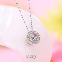 0.4 Carat Moissanite Diamond Moving Stone Necklace 925 Sterling Silver
