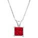 0.50 ct Brilliant Princess Cut Solitaire Designer Genuine Flawless Simulated Ruby 14K 18K White Gold Pendant with 16 Chain