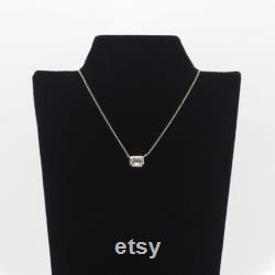 0.5ct Lab Grown Diamond Bezel Necklace 14k Lab Grown Diamond Necklace Emerald Cut Lab Diamond Necklace Bezel Set Necklace