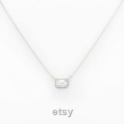 0.5ct Lab Grown Diamond Bezel Necklace 14k Lab Grown Diamond Necklace Emerald Cut Lab Diamond Necklace Bezel Set Necklace