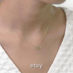 0.5ct Natural AAA Peridot Necklace Peridot Solitaire Necklace for Women Dainty Necklace Peridot Necklace 14k Gold Necklace