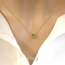0.5ct Natural AAA Peridot Necklace Peridot Solitaire Necklace for Women Dainty Necklace Peridot Necklace 14k Gold Necklace