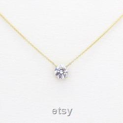 1.0ct Lab Grown Diamond Necklace 14k Solid Gold Diamond Necklace Prong Set Necklace Solitaire Necklace Diamond Necklace for Women