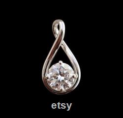 1.10Ct Moissanite Round Pendant For Ladies Solitaire Charm Pendant Woman's Day Gift Anniversary Gift for Her Wedding Pendant Diamond Pendant