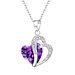 1.50 CT Solitaire Heart Shape Synthetic Amethyst Round Accent Simulated Diamond White Gold Over Double Heart Pendant Necklace Birthday Gift