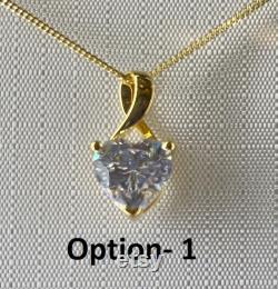 1.50 Carat DEW Colorless Excellent Heart Cut Moissanite Pendant 10K Solid White Rose Yellow Gold Moissanite Pendant for Anniversary Gift