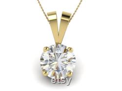 1.50 Ct Round Brilliant Cut Colorless Moissanite Pendant Wedding Pendant Charm Pendant in 14k Yellow Gold Anniversary Gifts For Her.
