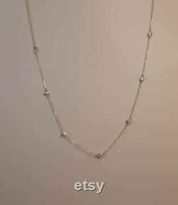 1.75 Ct 7 Stone Diamond By the Yard Necklace, 14K Gold Diamond Necklace, Lab Grown Diamond Necklace