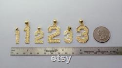 10K Solid Yellow Gold Women Men Children Diamond Cut Number Charm Pendant