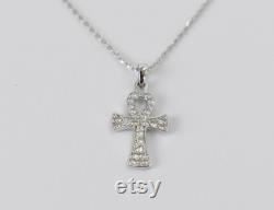 10k 14k 18k Gold Diamond Cross Necklace Minimalist Cross Necklace Pave Diamond Cross Necklace Spiritual Jewelry Lucky Cross Necklace