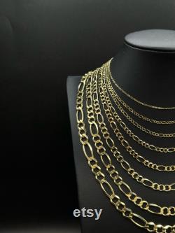 10k Fully Solid Yellow Gold Figaro Chain Necklace, 1.35mm 8mm 16 26 Inch, 10k Thick Link Chain, Real 10k Gold Chain, Men Women chain