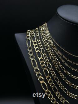 10k Fully Solid Yellow Gold Figaro Chain Necklace, 1.35mm 8mm 16 26 Inch, 10k Thick Link Chain, Real 10k Gold Chain, Men Women chain