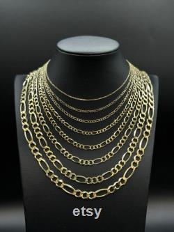 10k Fully Solid Yellow Gold Figaro Chain Necklace, 1.35mm 8mm 16 26 Inch, 10k Thick Link Chain, Real 10k Gold Chain, Men Women chain