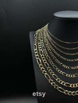 10k Fully Solid Yellow Gold Figaro Chain Necklace, 1.35mm 8mm 16 26 Inch, 10k Thick Link Chain, Real 10k Gold Chain, Men Women chain