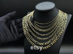 10k Fully Solid Yellow Gold Figaro Chain Necklace, 1.35mm 8mm 16 26 Inch, 10k Thick Link Chain, Real 10k Gold Chain, Men Women chain