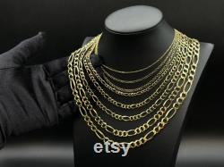 10k Fully Solid Yellow Gold Figaro Chain Necklace, 1.35mm 8mm 16 26 Inch, 10k Thick Link Chain, Real 10k Gold Chain, Men Women chain