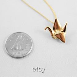 10k gold Paper Crane Necklace,Origami Crane Necklace,Paper Crane Jewellery,Paper Crane Pendant,First Anniversary Gift,3D Printed Jewelry