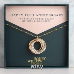 10th Anniversary Necklace The Original 10 Rings for 10 Years Necklace Mixed Metal