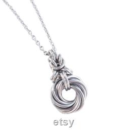 11 Steel Rings Love Knot Necklace, 11th Anniversary Wedding Gift for Wife Stainless Steel Necklace, Steel Anniversary
