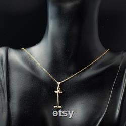 14K Gold Initial Charm, Trendy Alphabet Necklace, Yellow Gold Initial I Pendant, Personalized Necklace for Women and Girls