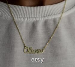 14K Gold Name Necklace, Personalized Jewelry, Custom Name Pendant, Elegant Gold Chain, Trendy and Unique Gift for Her, Stylish Nameplate