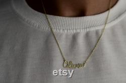 14K Gold Name Necklace, Personalized Jewelry, Custom Name Pendant, Elegant Gold Chain, Trendy and Unique Gift for Her, Stylish Nameplate