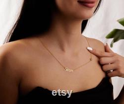 14K Gold Name Necklace with Evil Eye, Personalized Name Jewelry, Gold Evil Eye Jewelry, Christmas Gift for Her, Nameplate Evil Eye Jewelry