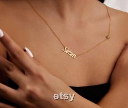 14K Gold Name Necklace with Evil Eye, Personalized Name Jewelry, Gold Evil Eye Jewelry, Christmas Gift for Her, Nameplate Evil Eye Jewelry