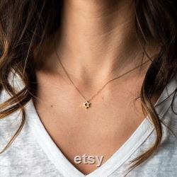 14K Gold Star of David Necklace, Minimalist Necklace, Solid Gold Celestial Necklace, Simple Layering Necklace