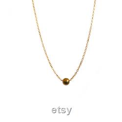 14K Gold Tiny bead necklace, Minimalist necklace, layering necklace, simple necklace, ball bead, gift for her -14K Solid gold gift for her