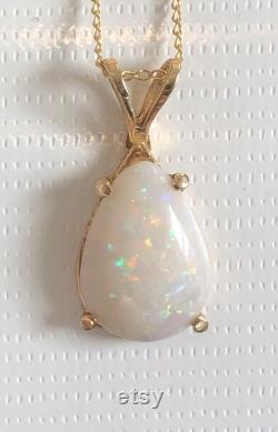 14K Opal Necklace Pearl Shaped Opal Opal Necklace Vintage Jewelry Opal Necklace White Opal Necklace Opal Jewelry Gold Opal