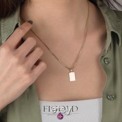 14K Solid Custom Engrave Rectangular Necklace, Personalized Dainty Solid Gold Charm Pendant , 14k Real Gold Engravable Multi Pendant.