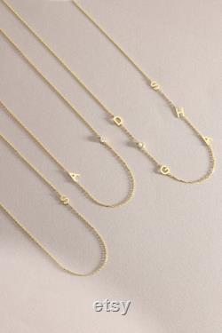 14K Solid GOLD Sideways Initial Necklace , Mothers Days Gifts, Letter Necklace, Personalized Jewelry, Gift For Her, Mothers Gifts