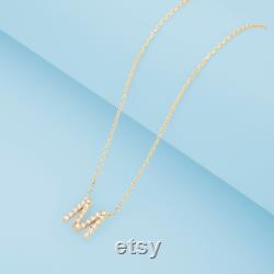14K Solid Gold Diamond Initial Necklace