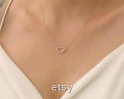 14K Solid Gold Eternal Love Necklace, 14K Real Gold Heart Necklace With Infinity, Eternity Necklace With Heart, Romantic Gift, Gift For Love