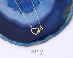 14K Solid Gold Eternal Love Necklace, 14K Real Gold Heart Necklace With Infinity, Eternity Necklace With Heart, Romantic Gift, Gift For Love