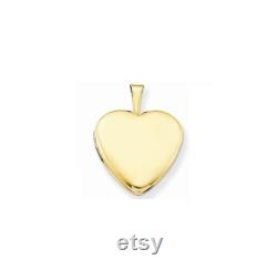 14K Solid Gold Heart Locket Pendant- for Photos, Messages, Sentimental