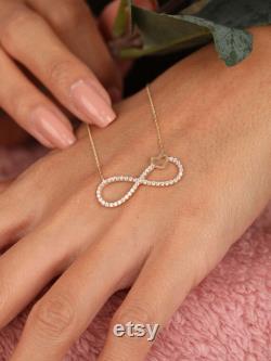 14K Solid Gold Infinity Heart Necklace, Lovers Necklace, Couple Necklace, Everyday Necklace, Figure Eight Necklace, Valentine's Day Gift