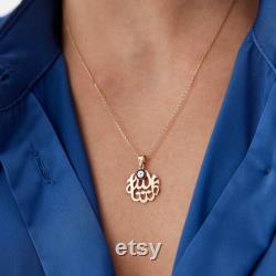 14K Solid Gold Islamic Pray Dua with Evil-Eye Necklace, Quran Charm Necklace, Gift For Her