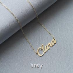 14K Solid Gold Name Necklace, Personalised Name Necklace, Custom Name Plate, Dainty Necklace, Gift For Mother's Day, Real Gold Name Necklace