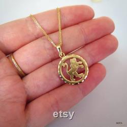 14K Solid Yellow Gold Leo Pendant, Horoscope Necklace, Zodiac Sign Necklace, Leo Necklace, Promise Jewelry, Cyber Monday, Gift for Her