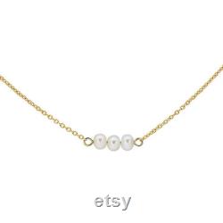 14K Yellow Gold Cable Chain Necklace with Freshwater Cultured Pearls