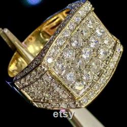 14K Yellow Gold Finish 3Ct Round Cut Diamond Wedding Engagement Men's Pinky Ring