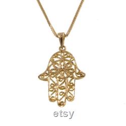 14K Yellow Gold Hamsa Necklace, Gold Hamsa Pendant, Gold Hamsa Hand, Minimalist Necklace, Dainty Jewelry, Hand Of Fatima, Jewish Jewelry