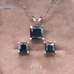 14K and 18K, Diamond Pendant-Earring, Princess Diamond, Black Diamond, Yellow Gold, Bridal Necklace, BJP-31