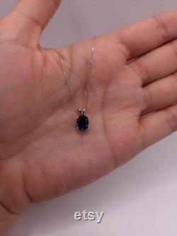 14Kt Gold Blue Sapphire Necklace, Sapphire Pendant, Oval Necklace, September Birthstone Necklace