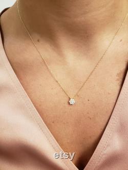 14Kt Gold Diamond Necklace, Diamond Pendant, Cluster Diamond Necklace, Natural Diamond Necklace, Beautiful Necklace